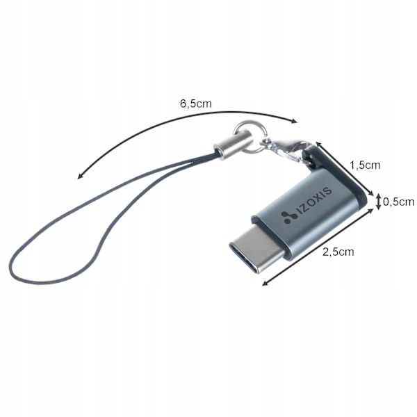 Micro USB 2.0 till USB C-adapter grå