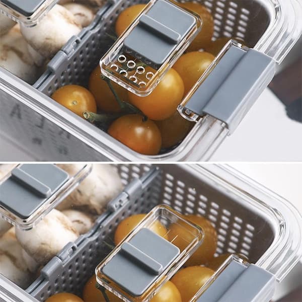 Smart Förvaring & Durkslag: Fräscha Frukt & Grönsaker grå