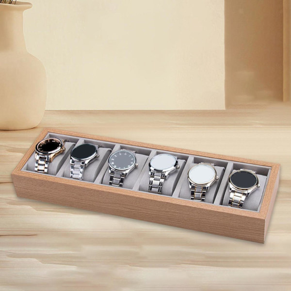 Elegant Trä Klockbox - Förvara 6 Klockor Snyggt Träd