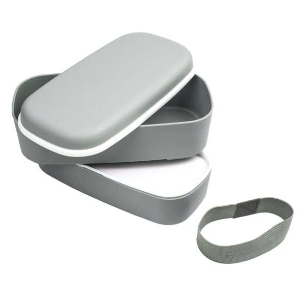 Hälsosam Lunchlåda: 2 Fack, Ätpinnar & Kompakt Design grå