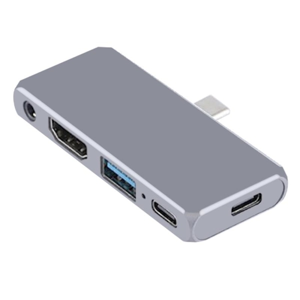 USB-C-hubb: 5-i-1 Anslutning, HDMI, Ström & Ljud grå