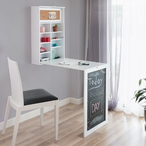 Smart och platsbesparande väggskrivbord med modern design Vit
