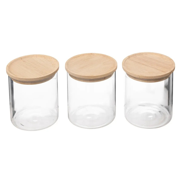 Glasburkset med trälock - 3-pack Träd