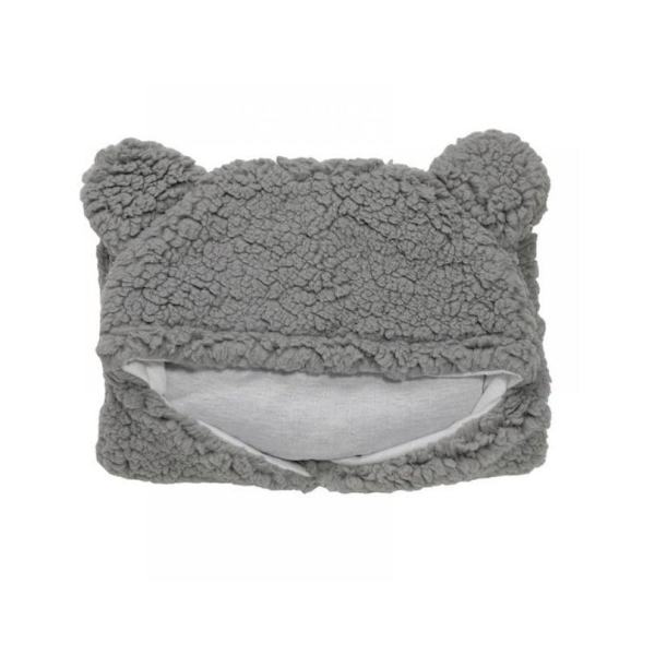 Mysig Babywrap med Huva: Varmt Tyg & Djuröron, 0-3 Mån grå