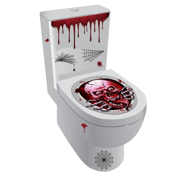 Halloween Badrum Dekor: Dödskalle, Blod & Spindelväv multifärg