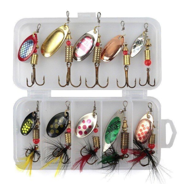 10 unika wobblers i praktisk låda för fiske multifärg