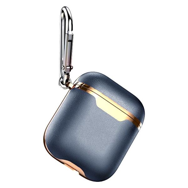 Elegant AirPods Skyddsfodral - Blå/Guld, Karbinhake Blå