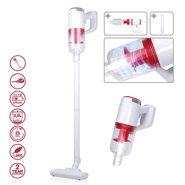 Trådlös 2-i-1 Dammsugare: Skaft & Hand, 80W Vit