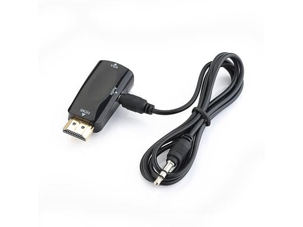 Kompakt HDMI-VGA-adapter + ljud, 1080p, AUX-kabel inkl. Svart