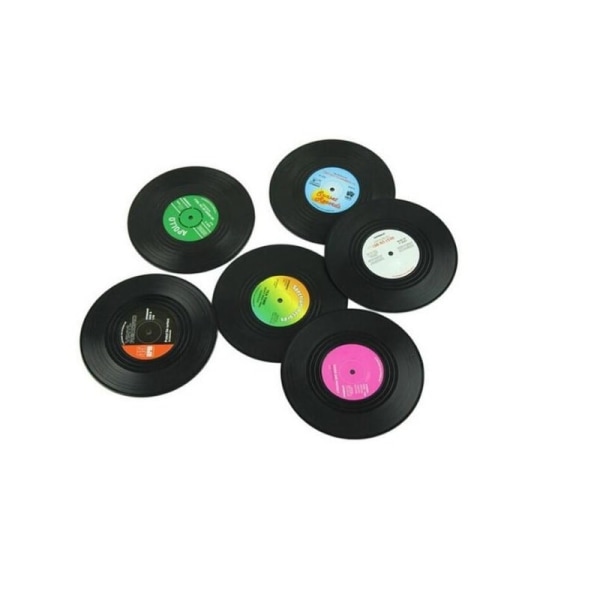 Retro Vinyl Glasunderlägg - Skydda din bordsyta med stil! Svart