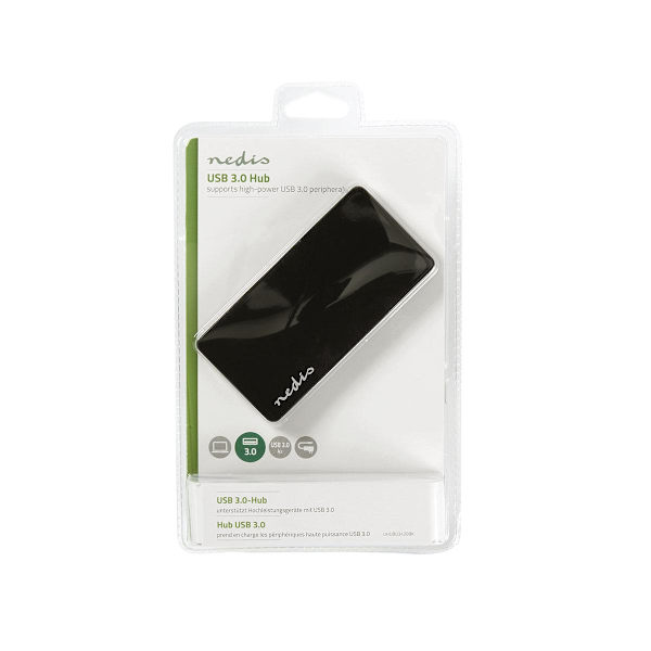 USB 3.0-hubb: Snabb, Strömförsörjd, Kortläsare Svart
