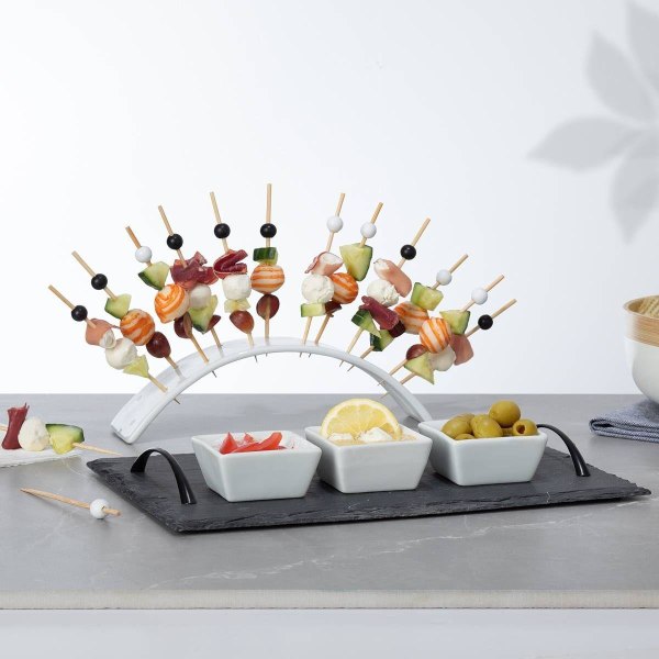 Elegant Serveringsset: Snacks, Smårätter & Unik Design Vit