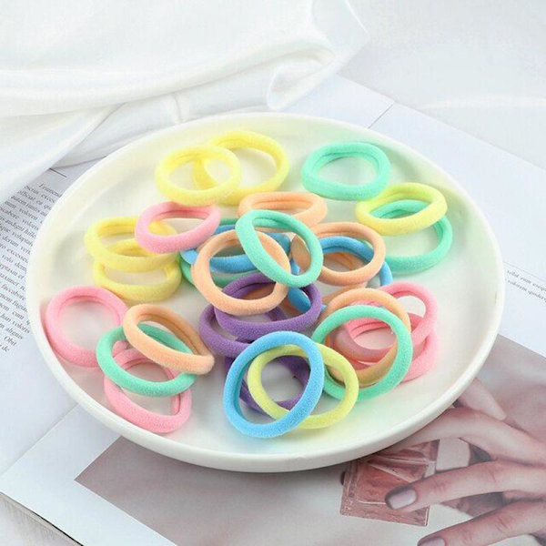 Pastellfärgade Elastiska Hårsnoddar - 50 st multifärg