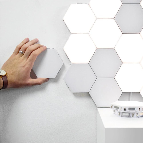 Modulär Hexagon Väggbelysning: Skapa Unik Inredning Vit