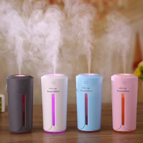 Färgrik USB Luftfuktare: Hem & Bil, 230ml, Ljuseffekter Blå