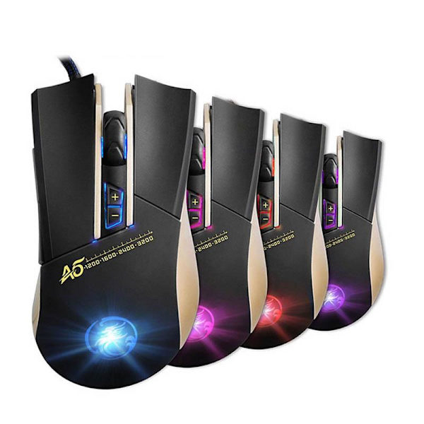 Apedra A5 Gamingmus: Kraftfull, Ergonomisk & LED-belysning Mörkgrå