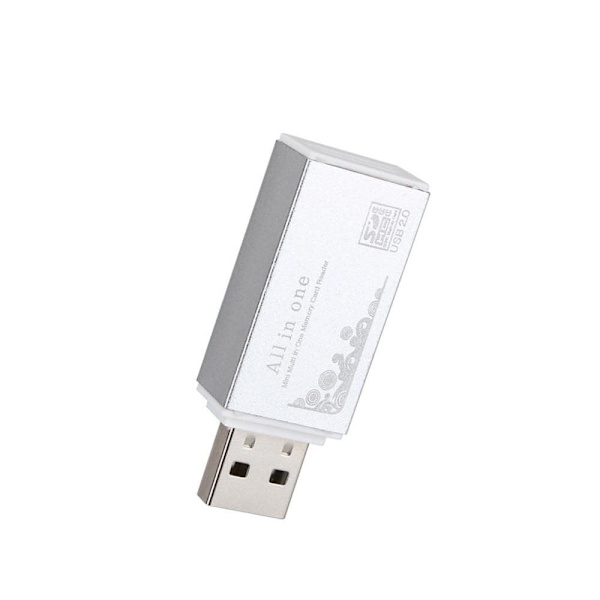 Allt-i-ett USB-minneskortsläsare: Kompakt, Enkel & Hållbar Silver