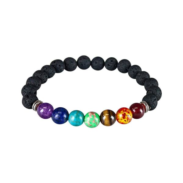 Färgstarkt Chakraarmband med Vulkansten - 17cm multifärg