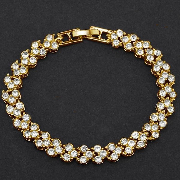 Glamoröst Gatsby-Armband: Tidlös Design & Strass Guld