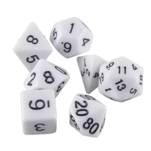 7-pack Flersidiga Tärningar: Perfekt för D&D och Spelkvällar Vit