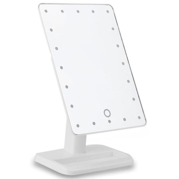 LED Sminkspegel - Bärbar spegel med 180 graders rotation. Vit