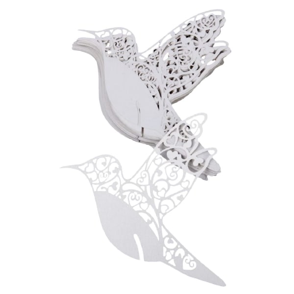 Eleganta Fågelkort: Bordsplaceringskort för Glas - 50 st Vit