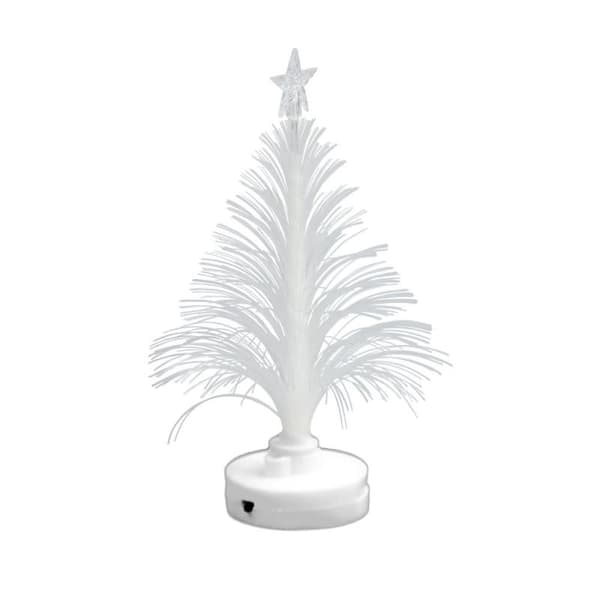 Lysande Mini Julgran: Fiberoptik, 13cm, LED Vit