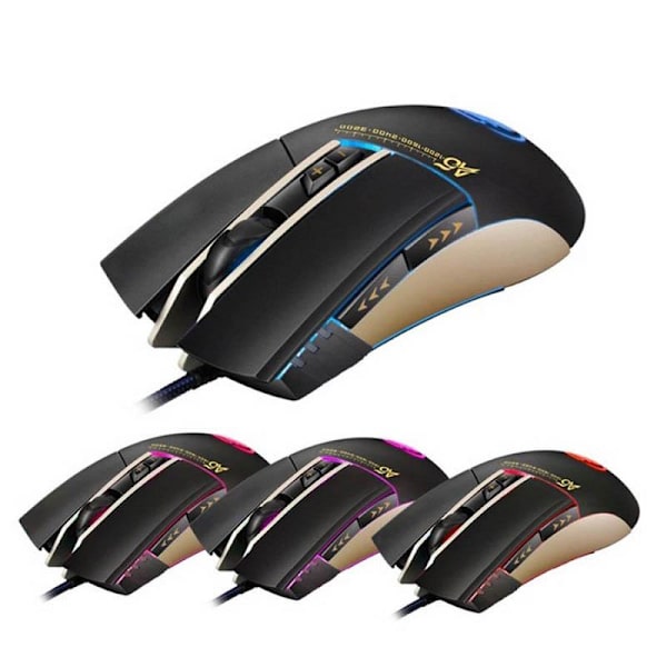Apedra A5 Gamingmus: Kraftfull, Ergonomisk & LED-belysning Mörkgrå