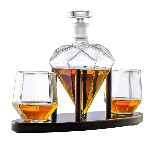 Diamantformad Karaff-set: Elegant Glas & Trädesign, 85cl Transparent