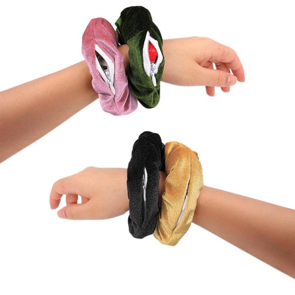 Stretchig svart scrunchie med inbyggd ficka för förvaring Svart