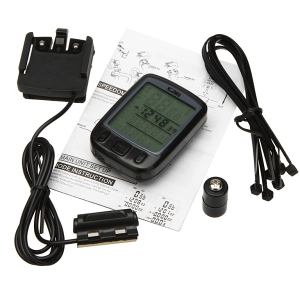 Smart Cykeldator: Hastighet, Sträcka, Temp & LCD Display Svart