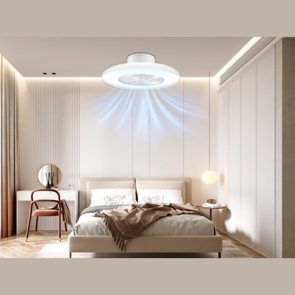 Modern takfläkt med justerbart LED-ljus och fjärrkontroll Vit