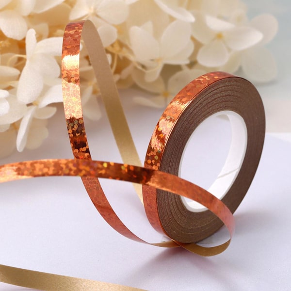Glittrande Orange Dekorationsband 10m Guld