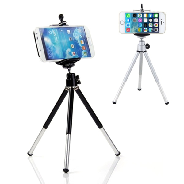 Mobil Tripod: Kompakt, Lätt, Justerbar & Handsfree Svart