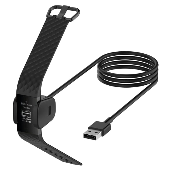 USB-Dockningsladdare Fitbit Charge 3 - 1m Kabel Svart