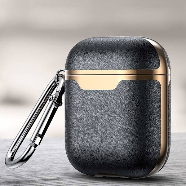 Snyggt AirPods-fodral: Läderimitation, Laddningshål Svart