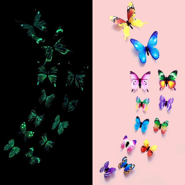 Självlysande Fjärilar: Magisk Dekor, Inget Batteri multifärg