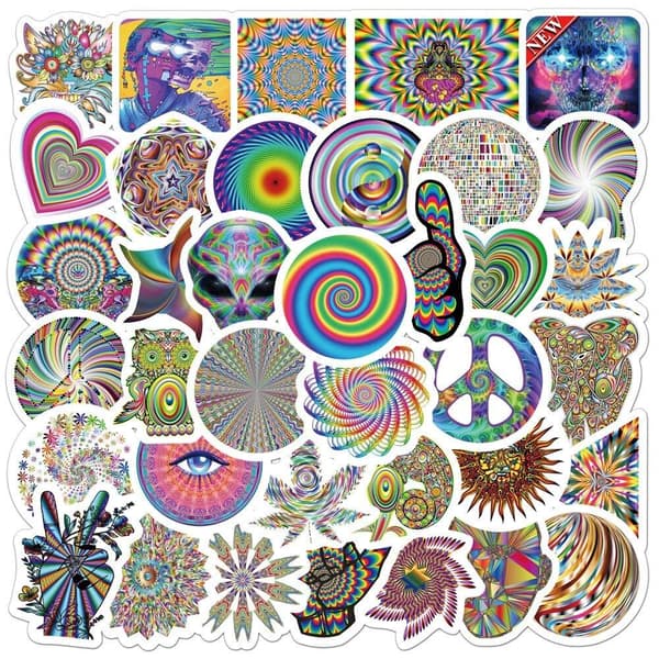 Färgglada klistermärken med psykedelisk design - 50 st. multifärg