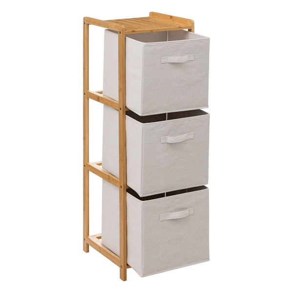 Badrum Förvaring - 3 Lådor - Bambu Bamboo
