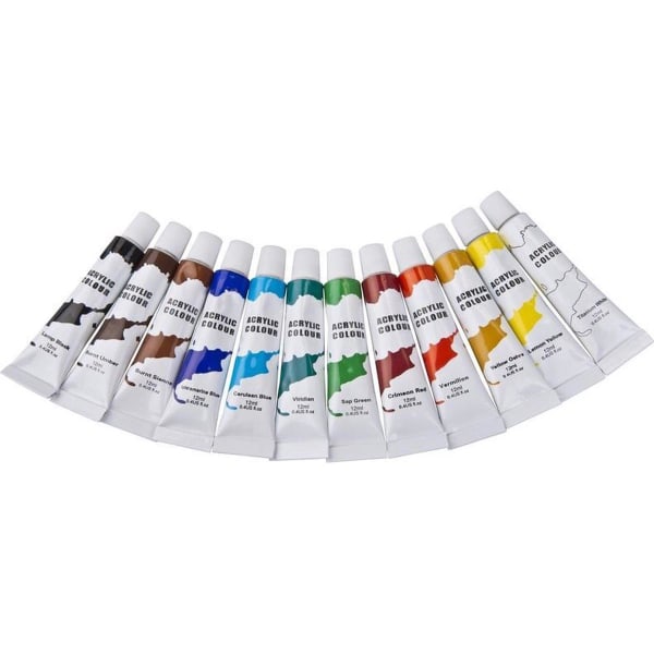 12 Akrylfärger: Högkvalitativa, Vattentåliga & Flexibla multifärg