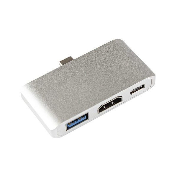 Mångsidig USB-C Hub: 4K HDMI, USB 3.0 & Snabb Laddning Silver