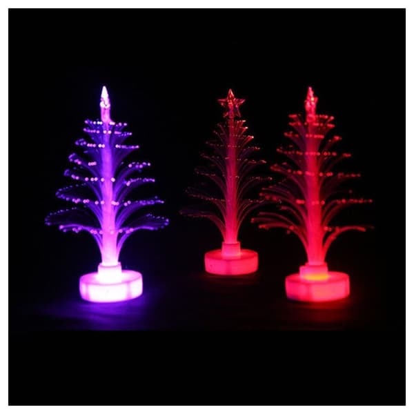 Lysande Mini Julgran: Fiberoptik, 13cm, LED Vit