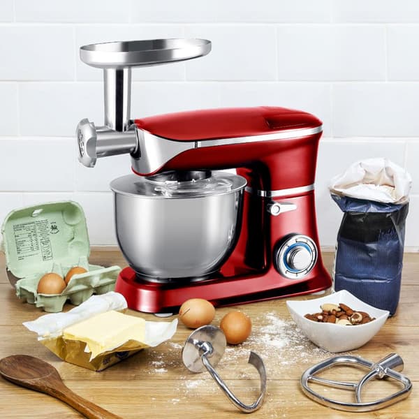 Allt-i-ett Köksassistent: 1900W, Mixer, Köttkvarn, 6,5L Skål Röd one size