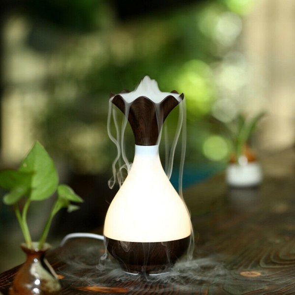 Elegant Vasformad Luftfuktare: Aromaterapi, Ljus & Design Brun