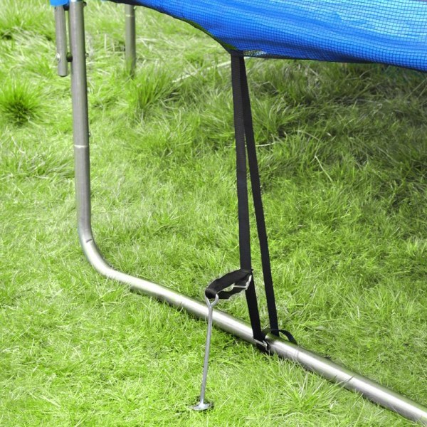 Säkra trampolinen med starka stålankare & remmar Svart