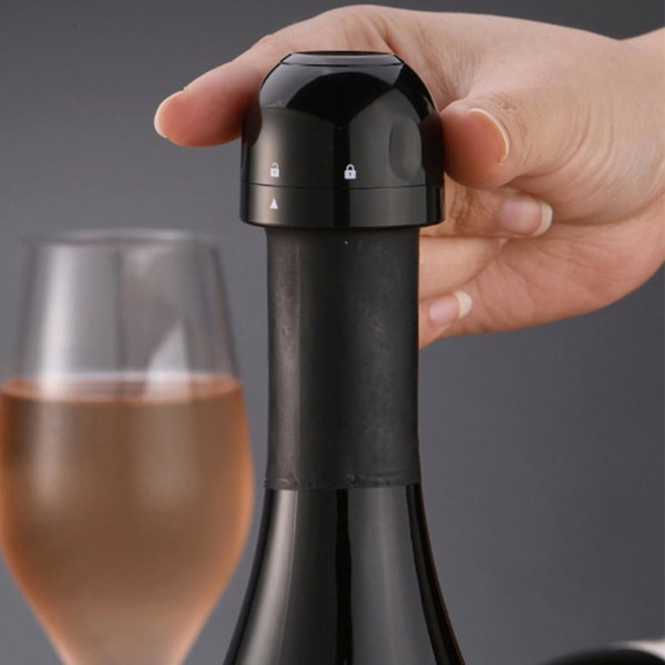 Låsbar Champagnekork: Bevara Bubblor & Enkel Förvaring Svart