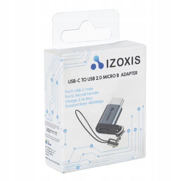 Micro USB 2.0 till USB C-adapter grå
