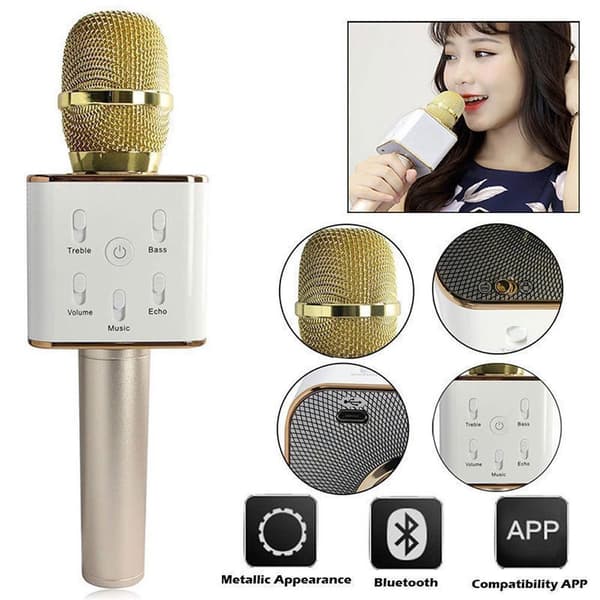 Trådlös Karaoke-Mikrofon med Bluetooth & Högtalare Guld