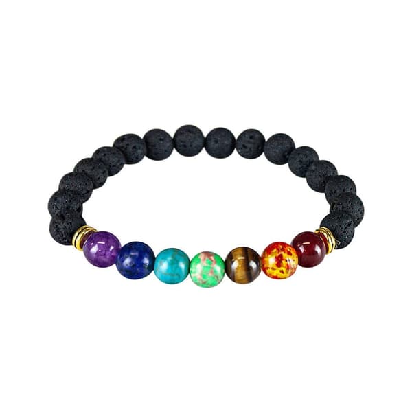Färgstarkt Chakraarmband med Vulkansten - 17cm multifärg
