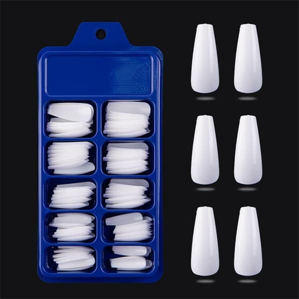 Fantastiska vita akrylnageltippar - 100-pack i 10 storlekar Vit